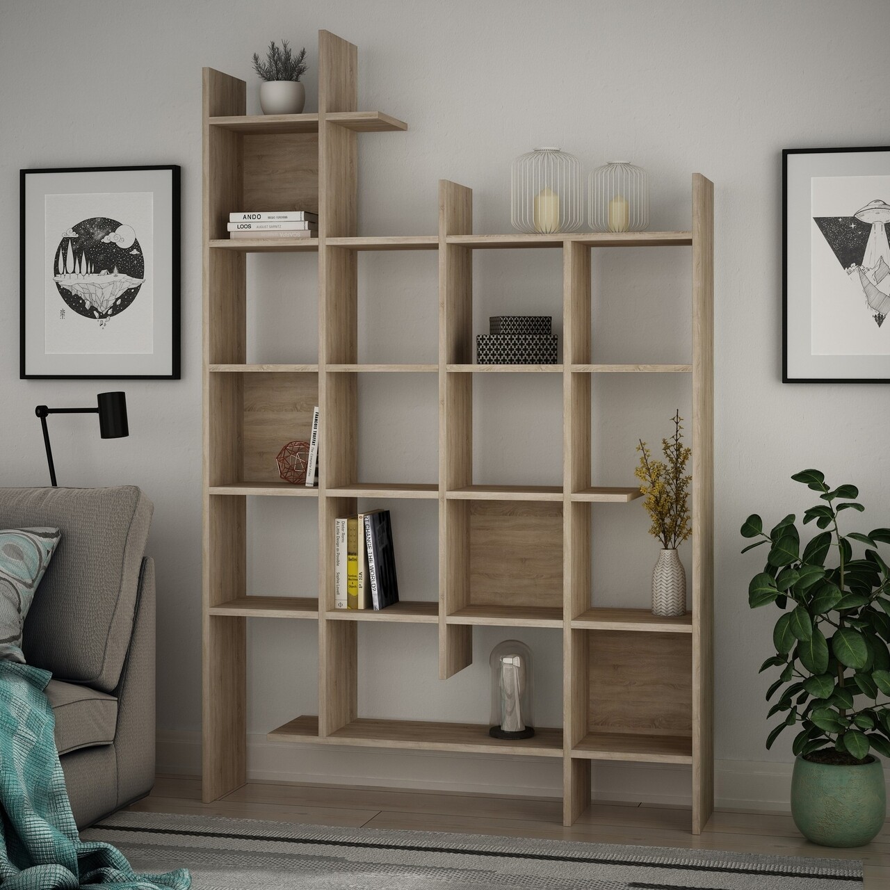 Biblioteca Manco, Decortie, 122x25.5x188 cm, oak - imagine 4